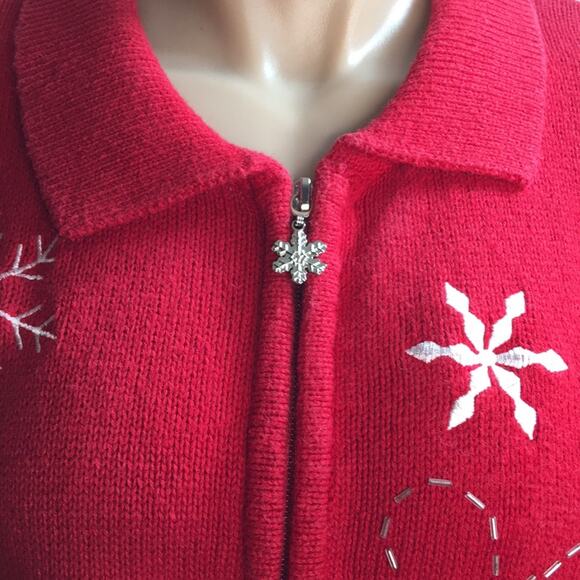 Southern‎ Lady II Red Winter Snowflake Sweater Vest Women's Size 1X - Picture 3 of 10